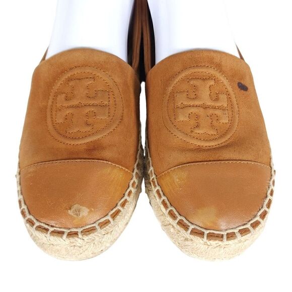 Tory Burch Women's US 7,5M Brown Leather Suede Flats Slip-On Espadrilles Shoes - Picture 5 of 16